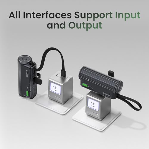 Image of Sharge Flow Mini 2 Power Bank, Portable Charger 22.5W PD Fast Charging with Dual Plugs and Built in Cable 5000mAh Small Battery Pack USB-C Lightning for iPhone 17 /16 /15 /14 Galaxy S25 AirPods (Black)