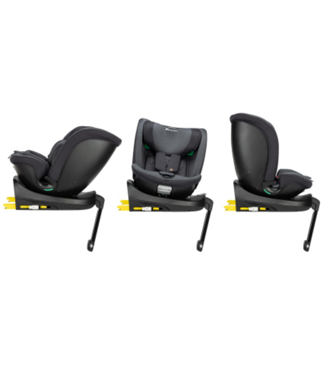Bebeconfort EvoluFix Plus 360 i-Size, seggiolino auto girevole a 360°, 0-12 anni, 40-150 cm, ISOFIX, gamba di supporto, 8 posizioni di reclinazione, 12 posizioni del poggiatesta, Tinted Black