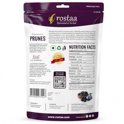 Image of Rostaa Gourmet Prunes 227 gms | Boosts Gut, Bone & Heart Health | Helps Manage Blood Sugar | High in Fiber & Antioxidants | Premium 100% Natural Snack