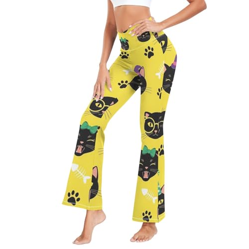 Legging de yoga long chat noir de haute qualité en tissu doux et opaque pour femme