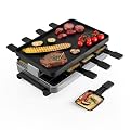 Swissmar Classic Raclette Party Grill with Reversible Cast Aluminum Non-Stick Grill Plate/Crepe Top, Outdoor & Indoor Electric BBQ Grill, Samgyupsal Griller - Brushed Stainless Steel - 8-Person