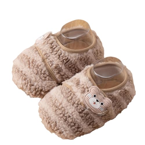 Infant Toddlers' Non Slip Winter Warm Sock Booties 0-6-12 Months - 2/3/4/5 Years, Fleece Plush Crib Shoes for Newborn Boys Girls (brown,0-9 months,Infant,US_Footwear_Size_System,Age Range,Medium,0 Months,Women,9 Months,infant)