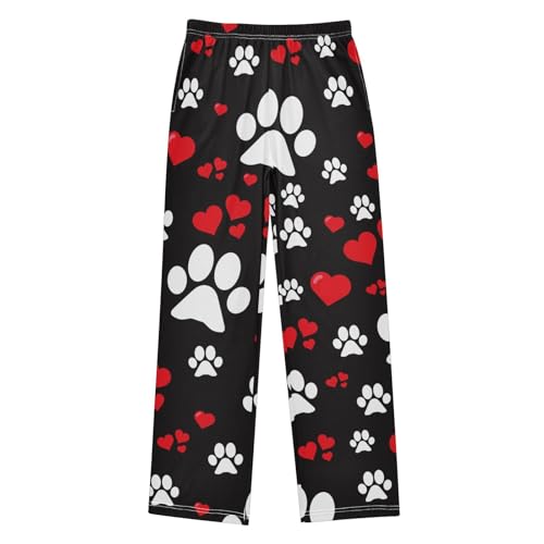 Boys' Pants Dog Paw Love Heart Long Bottoms Jogger Pants Elastic Waist Trousers with Pockets S-XL