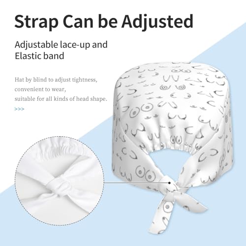 Image of Working Cap Scrub Cap with Sweatband Adjustable Unisex Women Tie Back Hat Nurse Surgical Caps