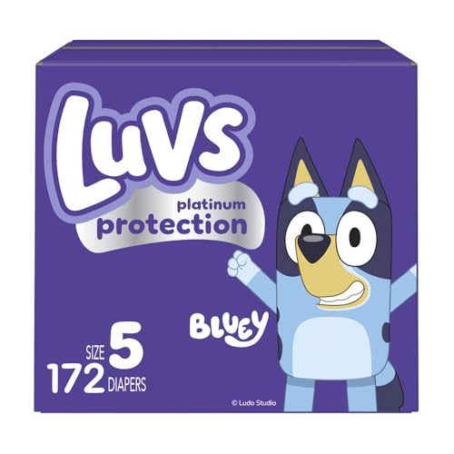 Image of Luvs Diapers - Size 5, 172 Count, Bluey Platinum Protection Baby Diaper