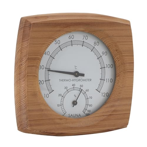 Termómetro Higrómetro 2 en 1 de Madera de Cedro para Sauna, Medidor de Temperatura y Humedad, 13x13.5 cm, Accesorio para Baños de Vapor y Spas