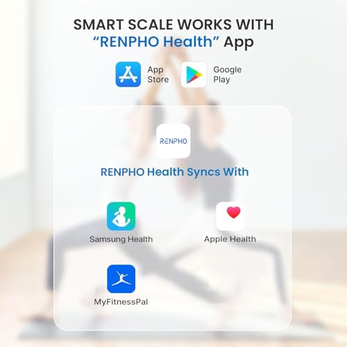 Bluetooth Smart Body Fat Scale by RENPHO, USB Rechargeable Digital Bathroom Weight Scale with iOS & Android app Wireless Body Fat Scale for Body Weight, Body Fat%, Bmi, Water, Muscle Mass, 396 lbs