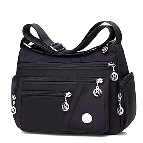 Sac à main nylon imperméable multi-poches grande capacité noir