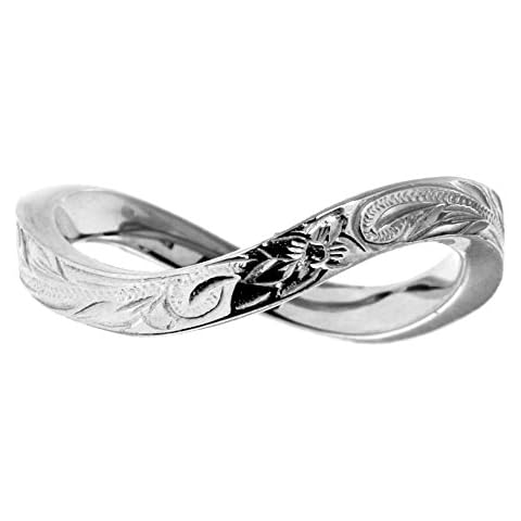 925 Sterling Silver Ring by Austaras - Light Ring for Women - Stainless Steel Finger Wedding Band Engagement or Wedding Hawaiian Rings Engraved with Hibiscus Flower Hypoallergenic Jewelry Size 6.5 Cover