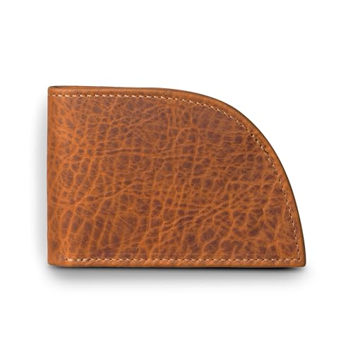 Genuine Leather Wallets for Men - RFID Men's Front Pocket Wallet - Curved Bison Leather Men’s Wallet w/ 3 Card Slots, Full Billfold Section & More - Slim Wallets for Men (Brown)