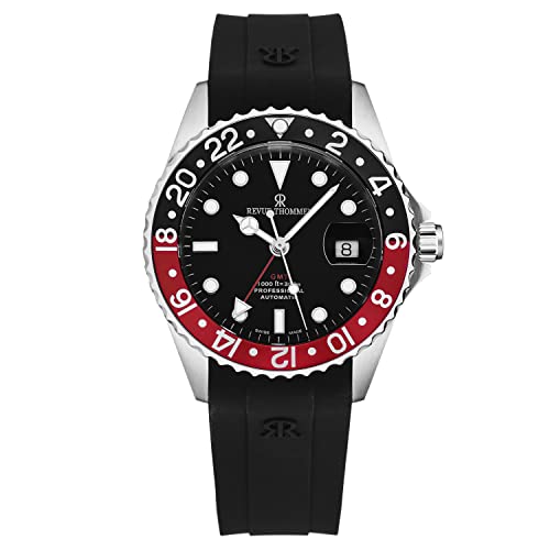 Men's 'Diver' Black Dial Black and Red Bezel Black Rubber Strap GMT Automatic Watch 17572.2836