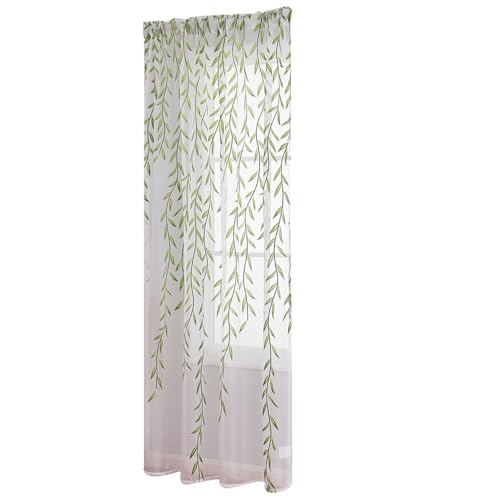 DOITOOL Cortina Transparente de Poliéster para Ventana Privacidad y Paso de Luz Natural, Diseño Moderno y Textura Delicada Adecuado para Comedor y Dormitorio