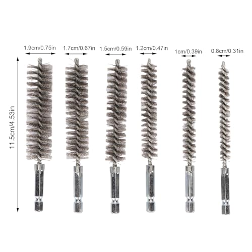Yuecoom 7Pcs Stainless Steel Bore Brush,Bore Brush Bristles Wire Brush Dia Cleaning Wire Brush with Handle Stainless Steel Bristles Wire Brush in Different Sizes for Powe