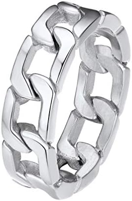PROSTEEL Cuban Link Male Wide Rings Chain Link Ring Stainless Steel Mens Ring Jewelry