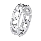 PROSTEEL Cuban Link Male Wide Rings Chain Link Ring Stainless Steel Mens Ring Jewelry