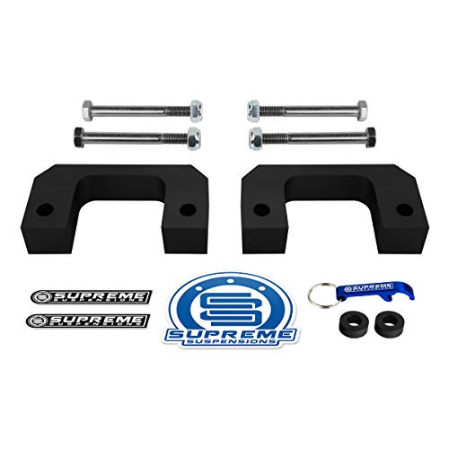 Supreme Suspensions - Front Leveling Kit for 2007-2022 Chevrolet Silverado 1500 and GMC Sierra 1500 [6-Lug] 2" Front Lift High-Density Delrin Bottom Strut Spacers - Can Cooler Included with Purchase