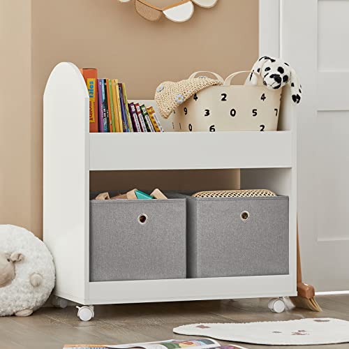 Haotian Kmb53-W, Mobile Children Kids Bookcase Book Shelf Toy Shelf Storage Display Shelf Rack With 2 Fabric Drawers #TOP30