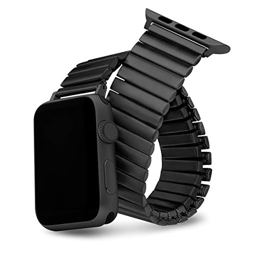 Watdpro Compatible with Apple Watch Band 45mm 44mm 42mm 41mm 40mm 38mm, Stretchables Stainless Steel Stretch Watch Band, Metal Expansion Apple Watch band Compatible with iWatch Series SE 7 6 5 4 3 2 1 (42mm/44mm M/L, 1-black)