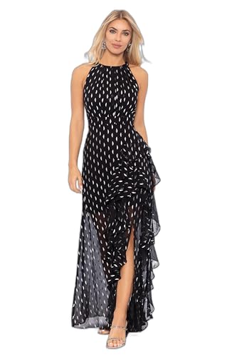 Betsy & Adam Women's Long Halter Chiffon Clip Dot
