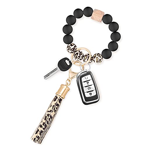 CHUQING Schlüsselanhänger Frauen Silikon Armband Schlüsselbund Auto Schlüsselanhänger Perlen Handgelen schlüsselkette für Damen