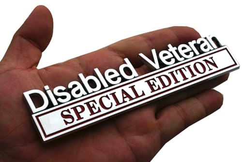 Image of 2pcs Disabled Veteran Special Edition Emblem Car Decal, Warrior Soldier 3D Sticker, Disabled Veteran Special Edition Letters Car Badges, Accessories (Chrome Red)
