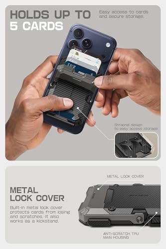 Image of SUPCASE for MagSafe Wallet with Stand, Magnetic Wallet for Men, [Hold 5 Cards] [Adjustable Stand] [RFID Blocking] Phone Stand Credit Card Holder Tripod for iPhone 17 /16 /15 /14 /13 /12 Series, Carbon