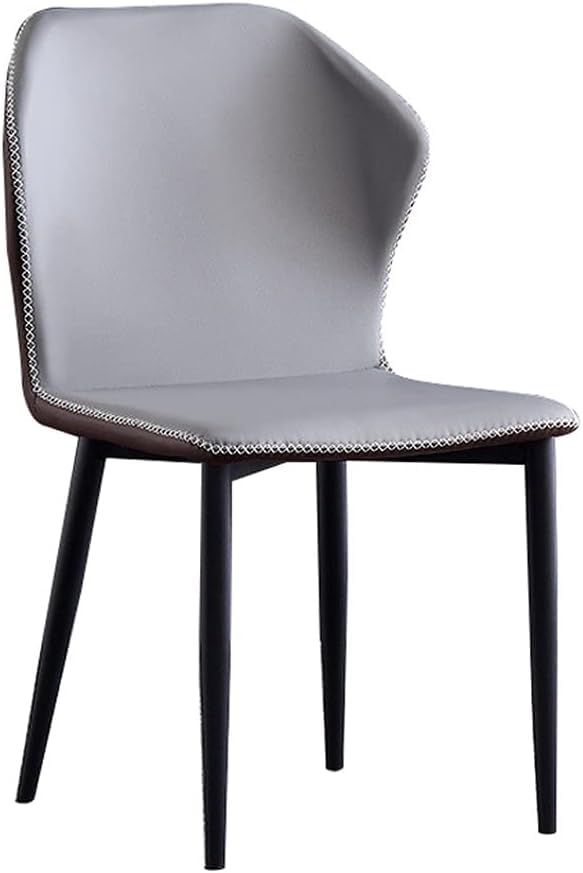 Chaise confortable en simili cuir lot de 2 avec dossier rembourré et assise grise
