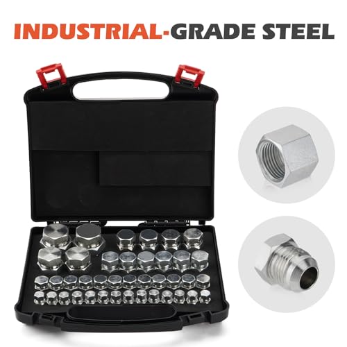 Image of SPARKWHIZ 80pcs Hydraulic Cap and Plug Kit compatible with JIC 37 Flare Hose Tube and Pipe Fitting, Dash Sizes 4 6 8 10 12 16