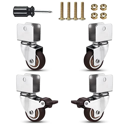 Heavy Duty U Bracket Shaped Mute Casters Wheels Set of 4 1.5inch Caster Wheels,Replacement for Baby Bed.Opening 25mm