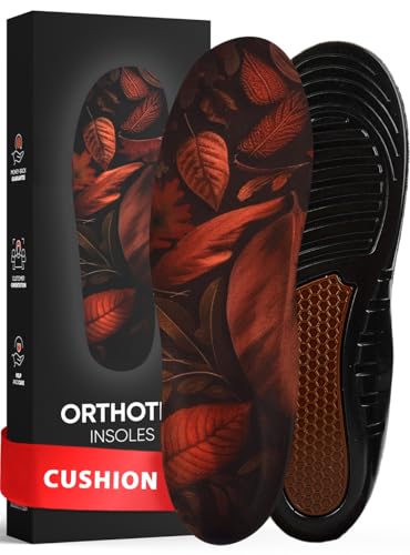 Image of CRUVHEAL Work Comfort Orthotic Insoles - Anti Fatigue Shoe Insert Men Women - Low Arch Support - Shock Absorption - Foot Pain Relief - Work Boot Insoles (S, Brown)