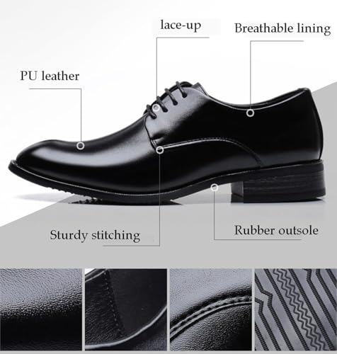 Men's Black Dress Shoes Formal Derby Shoes Comfortable Business Office Wedding Shoes with Anti-Slip TPR Outsole4