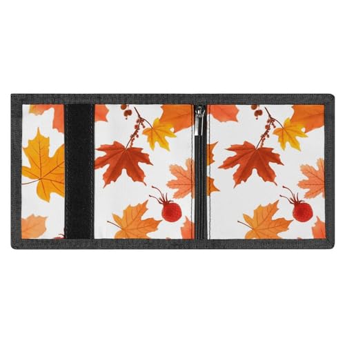 Autumn Maple Leaves Trifold Wallet Coin Purse With 8 Card Slots Credit Card Holder Divided Billfold Wallet4
