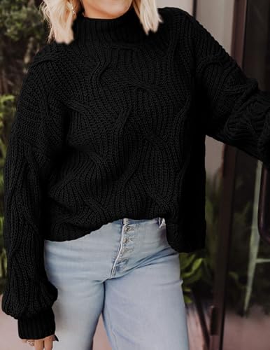 PRETTYGARDEN Women's Fall Oversized Pullover Sweaters Casual Crewneck Long Sleeve Chunky Cable Knit Tops Winter Clothing