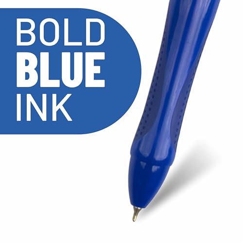 Image of Anupam Snapy Roller Gel Pen 0.5 mm, Waterproof Smooth Quick-Dry Dark Ink, Comfortable Grip Exam & Office Pen, Refillable (3 Blue Body BlueInk, 3 Black Body BlackInk)