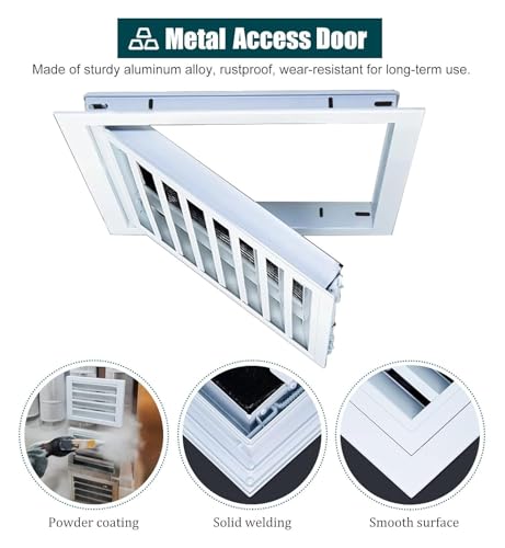Aluminiowa, wentylowana płyta dostępowa, lutowana płyta dostępowa, 30 x 80 cm, ograniczone zamki do instalacji elektrycznych, łatwe otwieranie drzwi konserwacyjnych z kratką ochronną do systemów HVAC