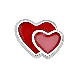 Quiges Floating Living Memory Charm Silver Plated Red Hearts for Personalised Memory Lockets