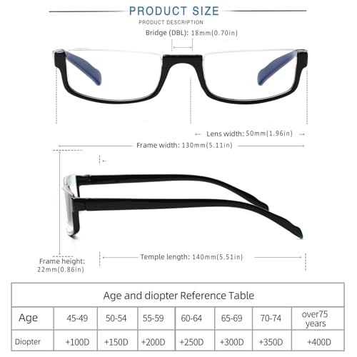 Image of Henotin 4 Pair Reading Glasses for Women Men Readers Half Moon Frame Blue Light Blocking Spring Hinge Eyeglasses(C-mix, 1.25, diopters)