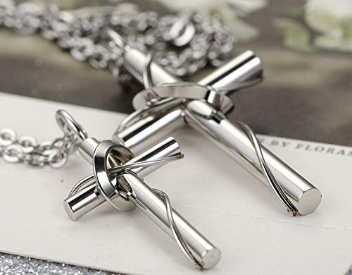 Couple Titanium Stainless Steel Necklace Set "Lingering Love Cross" Love Valentine, Packed with a Gift Box4