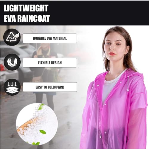 Image of EVA Raincoat Transparent Reusable Water Resistant Rainsuit with Hood for Women Men 1Pc