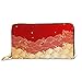Produktbild JHGFG Mode Handtasche Reißverschluss Brieftasche Golden Wave Papier wie Textur Telefon Kupplung Geldbörse Abendkupplung Blockieren Leder Brieftasche Multi Card Organizer