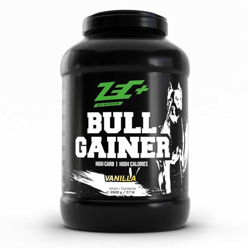 Zec+ Nutrition Bullgainer – 3500 g, Geschmack Vanille │ Protein-Pulver mit Vitaminen, Aminosäuren und Kohlenhydrathen zum Masseaufbau, Made in Germany