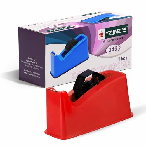Image of YAJNAS Tape Dispenser for Packing, Heavy Weight and Anti-Skid 1 inch Cello Tape Dispenser for Home, Office, School Use (Random Color)