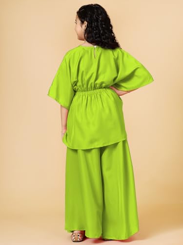 Image of A.T.U.N. (ALL THINGS UBER NICE) Girls Solid Kaftan with Flared Pant Set | Stylish Clothing Set