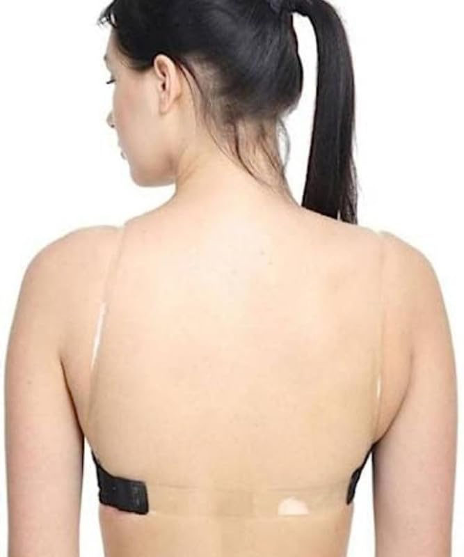 Image of Brachy Women Cotton Nylon Spandex Padded Underwire Strapless Backless Invisible Clear Transparent Back Push up Bra with (Free Extra Transparent Strap)