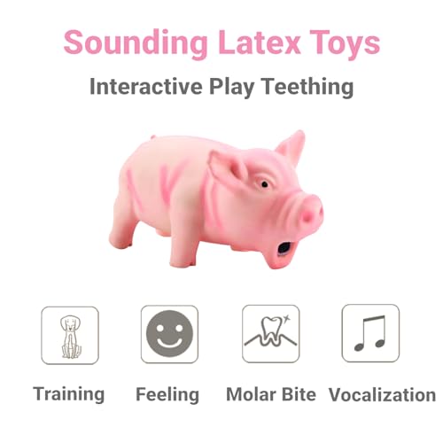 Latex Pet Chew Toys Dog Squeak Toys Grunting Pig Dog Toy That Oinks for Relieving Dog's Loneliness, Pink - Image 3