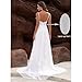 YONABTF Wedding Dresses for Bride 2025 Chiffon Long Beach V Neck Lace Bridal Dress Ruched Open Back Bohemian Wedding Gown Ivory US4