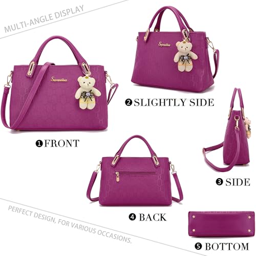 Image of Purse for Women Fashion Medium Shoulder Bag Crossbody Handbag Set 4PCS | Stylish Style,Chain Texture Design,with a Crossbody Strap,4-in-1 Multi-Style Purse Set