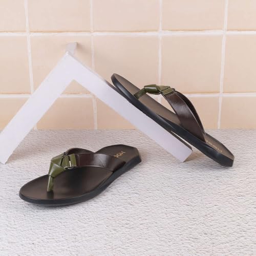 Image of Mochi Men Leather Dual-Tone Slip-On Casual Slippers (16-998)