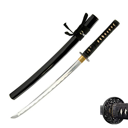 HMS Japanese Samurai Katana Training Sword, Iron Alloy Tsuba, Hand Made, Aluminum Alloy, Full Tang, Unsharpened