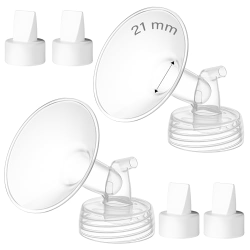 Image of GOTOCUT 4PCS 21mm Breast Pump Flanges, Duckbill Valves Compatible with Spectra S1/S2/9Plus/Synergy Gold, Motif Luna, Wide-Mouth Bottle Fit, Breast Pump Accessories